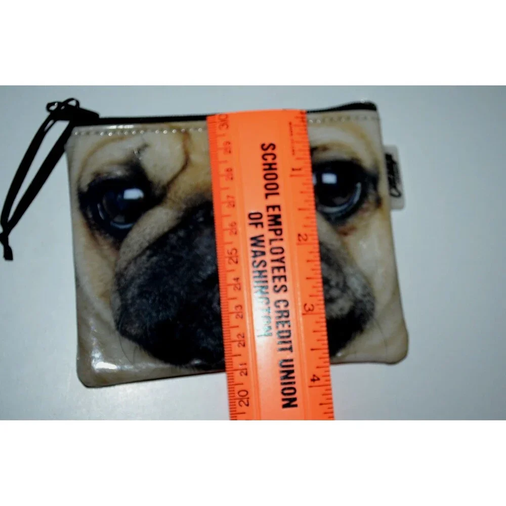 Lot of 2 CATSEYE London PUG Puppy Dog & Black FurArt Zippered Makeup Pouch Bag
